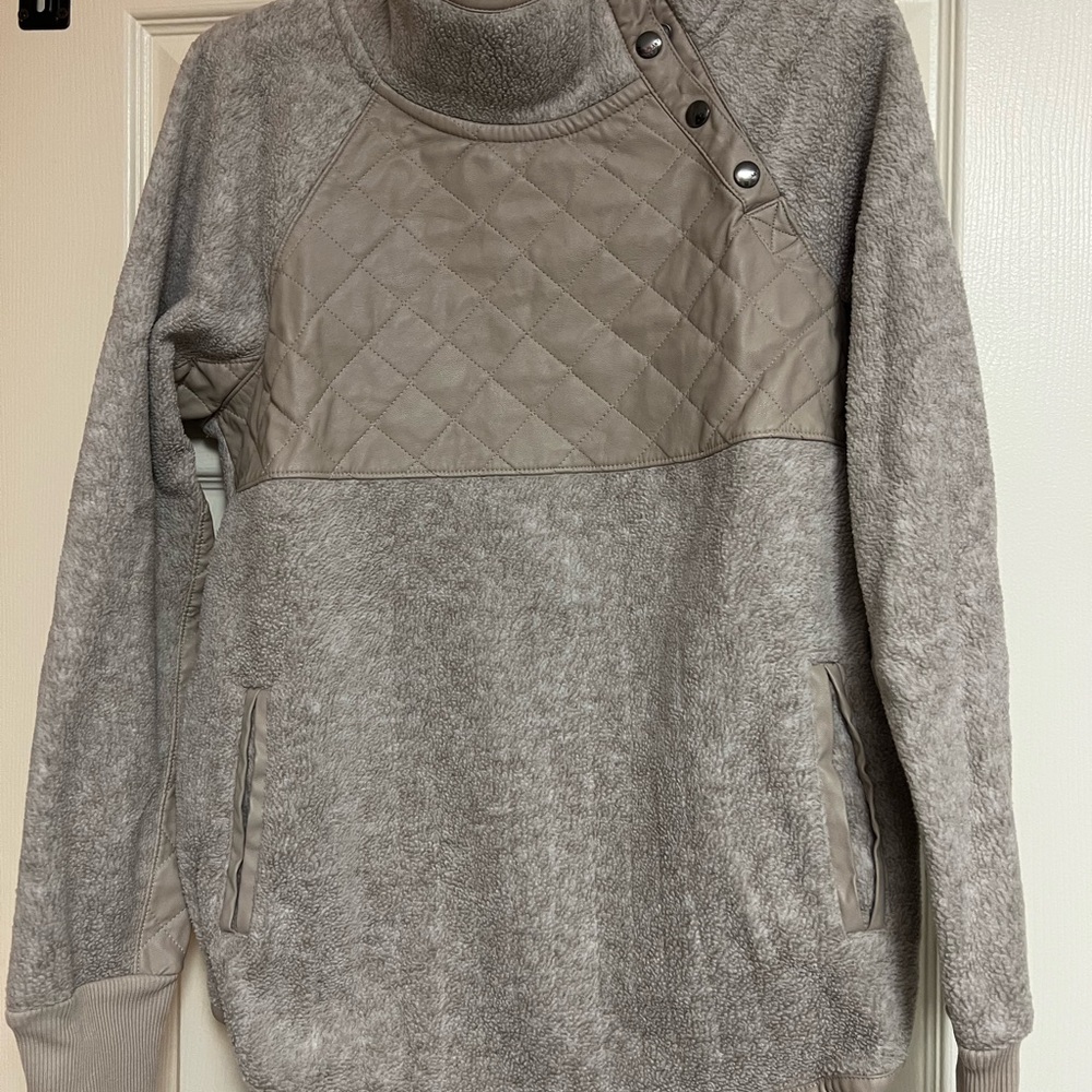 Abercrombie & Fitch Taupe Quilted Cowl Neck Sweater